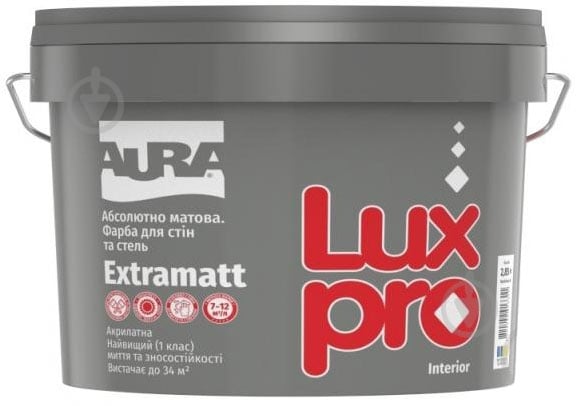 Фарба інтер'єрна акрилатна Aura® Luxpro Extramatt TR глибокий мат база під тонування 2,25 л 2,8 кг - фото 1