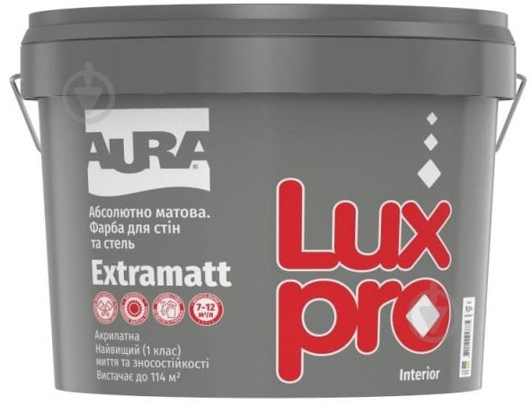 Фарба інтер'єрна акрилатна Aura® Luxpro Extramatt TR глибокий мат база під тонування 9 л 11,25 кг - фото 1
