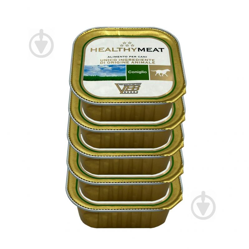 Корм для дорослих собак для усіх порід Healthy Meat монопротеїн 4+1 5х150 г кролятина - фото 1