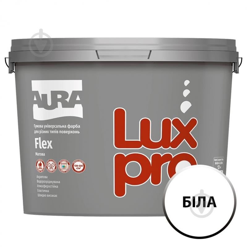 Краска резиновая акриловая резиновая Aura® Luxpro Flex мат белый 9,2 л 12 кг - фото 1