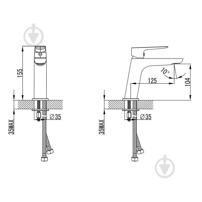 Смеситель для умывальника Corso LUGANO 26мм литой на шпильке (CH-2A147C) - фото 5