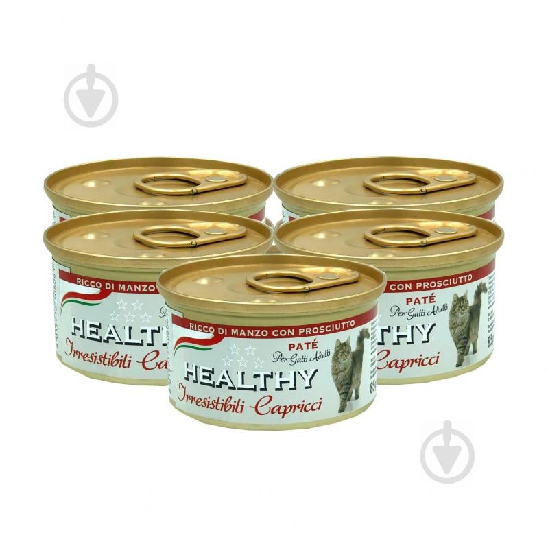 Корм для вибагливих кішок Healthy Irr.Cap 4+1 яловичина і шинка 85 г - фото 1