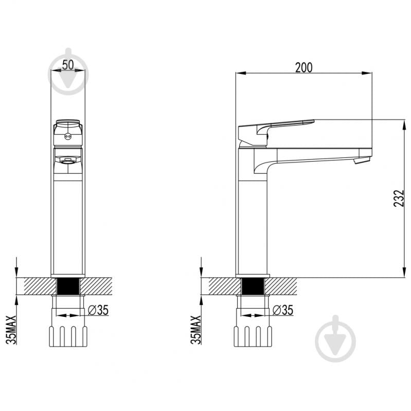 Змішувач для умивальника Corso MARMORE 35мм литий високий на гайці (DB-1A638C) - фото 6 Змішувач для умивальника Corso MARMORE 35мм литий високий на гайці (DB-1A638C) - фото 6