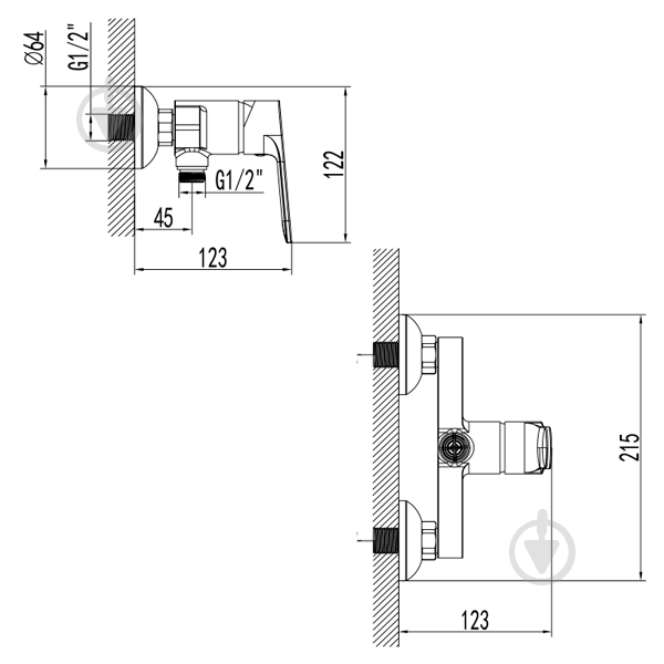 Змішувач для душу Corso MARMORE 35мм (DB-1D138C) - фото 6 Змішувач для душу Corso MARMORE 35мм (DB-1D138C) - фото 6