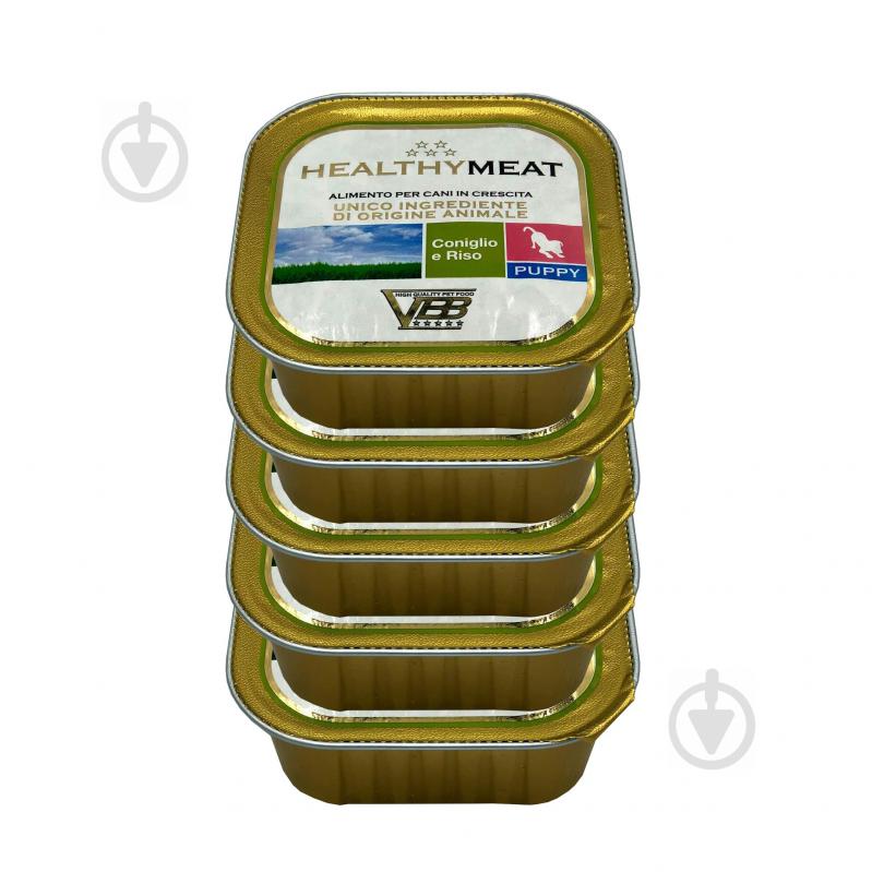 Корм для цуценят для усіх порід Healthy Meat монопротеїн 4+1 5х150 г кролятина і рис - фото 1