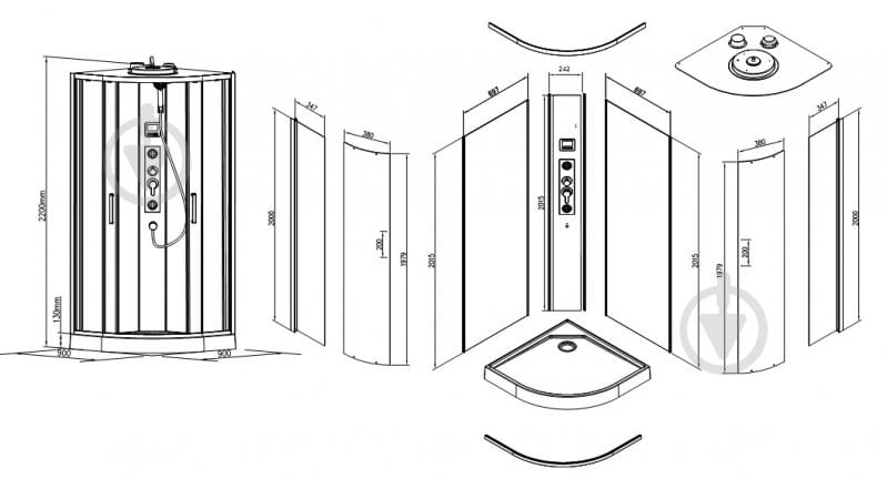 Душевой бокс EGO Pure Black Light 90x90 см K-6701 - фото 13