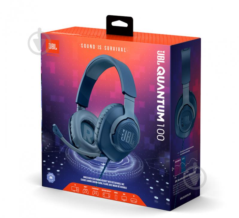 Гарнитура игровая JBL Quantum 100 blue (JBLQUANTUM100BLU) - фото 19