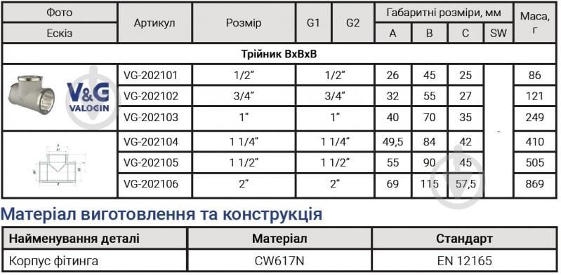Тройник ВВВ V&G VALOGIN 2" VG-202106 - фото 3 Тройник ВВВ V&G VALOGIN 2" VG-202106 - фото 3