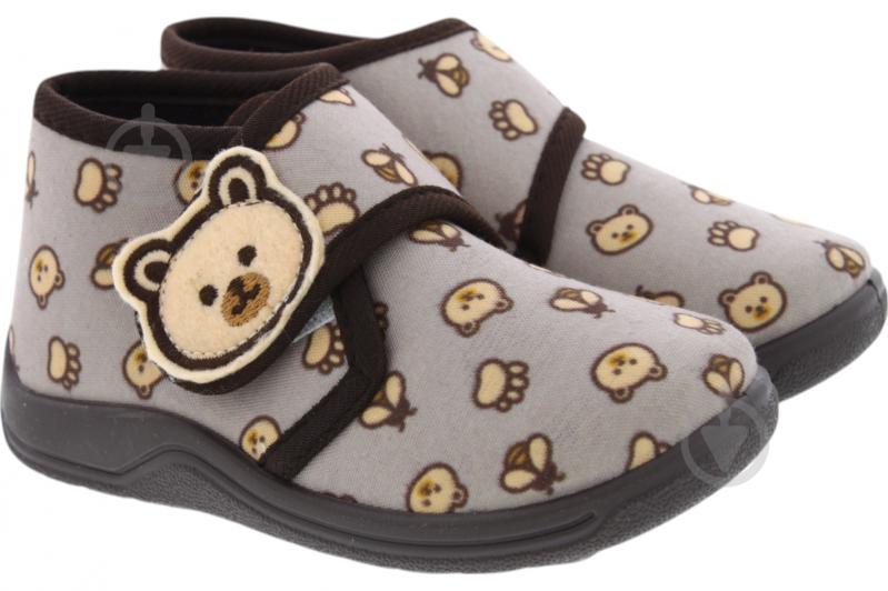 Капці для хлопчиків H-S-L на липучці текстильні р.22 коричневий SD-BEAR - фото 1