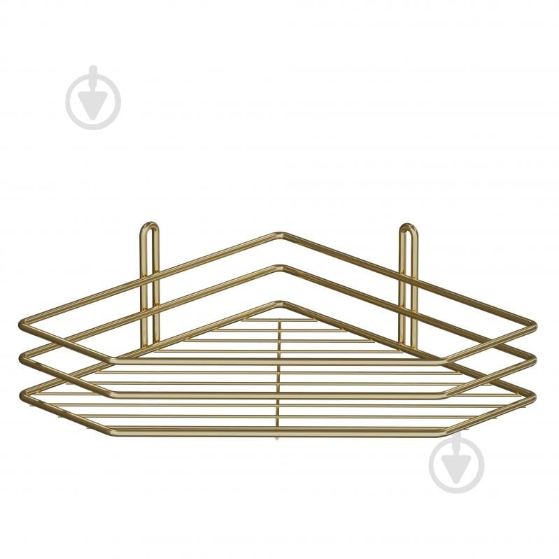 Полка для ванной Украина угловая 25 см 1-ярусная 3-контурная золото - фото 2