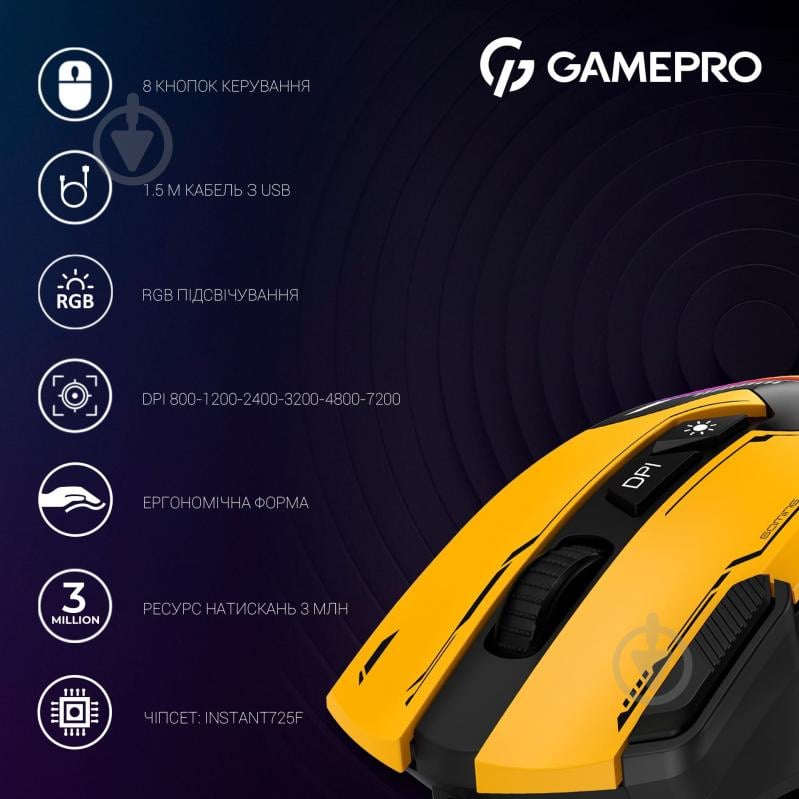 Мышка GamePro yellow/black (GM300Y) - фото 9