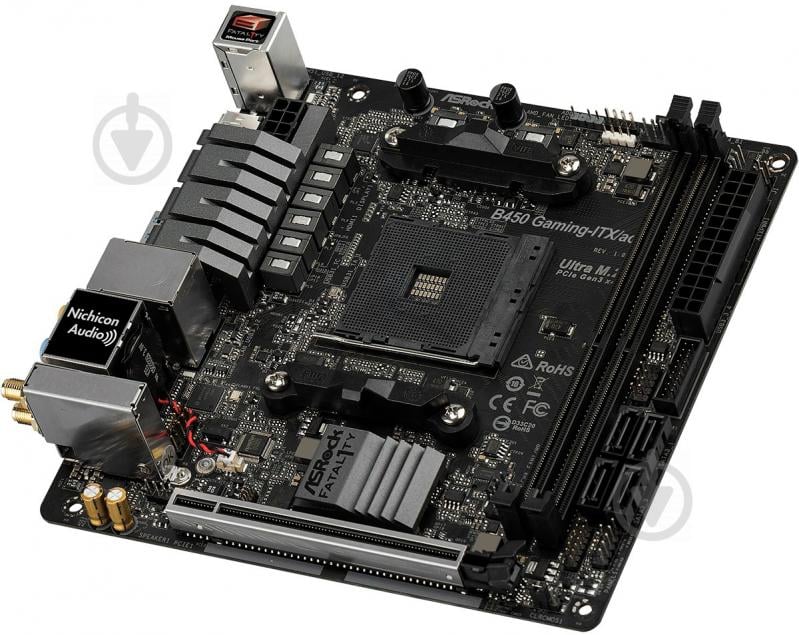 Материнская плата ASRock Fatal1ty B450 Gaming-ITX/ac (Socket AM4, AMD B450, mini ITX) - фото 2