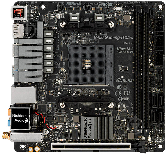 Материнська плата ASRock Fatal1ty B450 Gaming-ITX/ac (Socket AM4, AMD B450, mini ITX) - фото 1