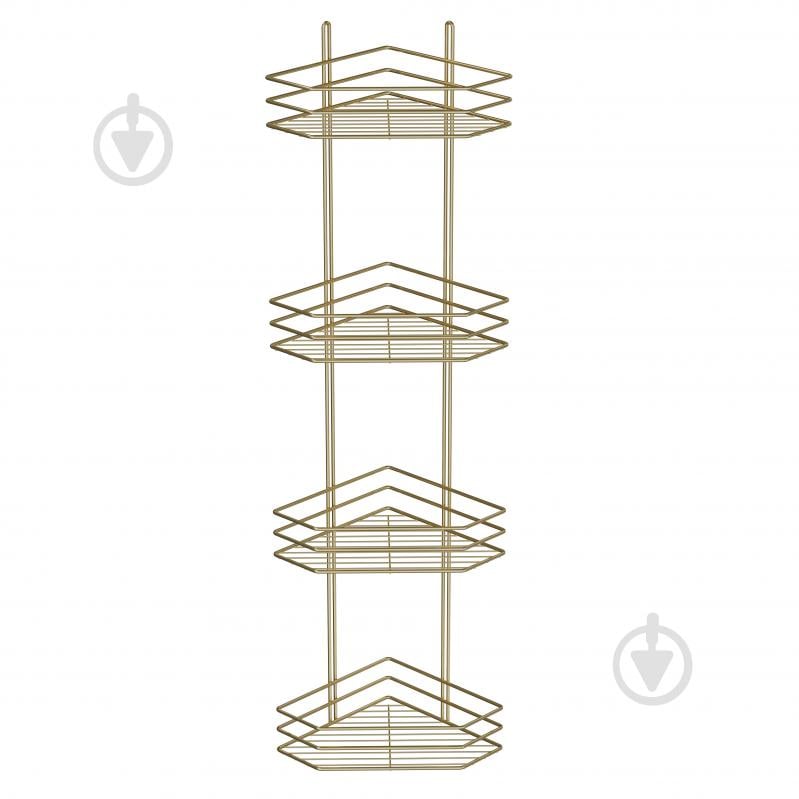 Полка для ванной Украина угловая 25 см 4-ярусная 3-контурная золото - фото 2