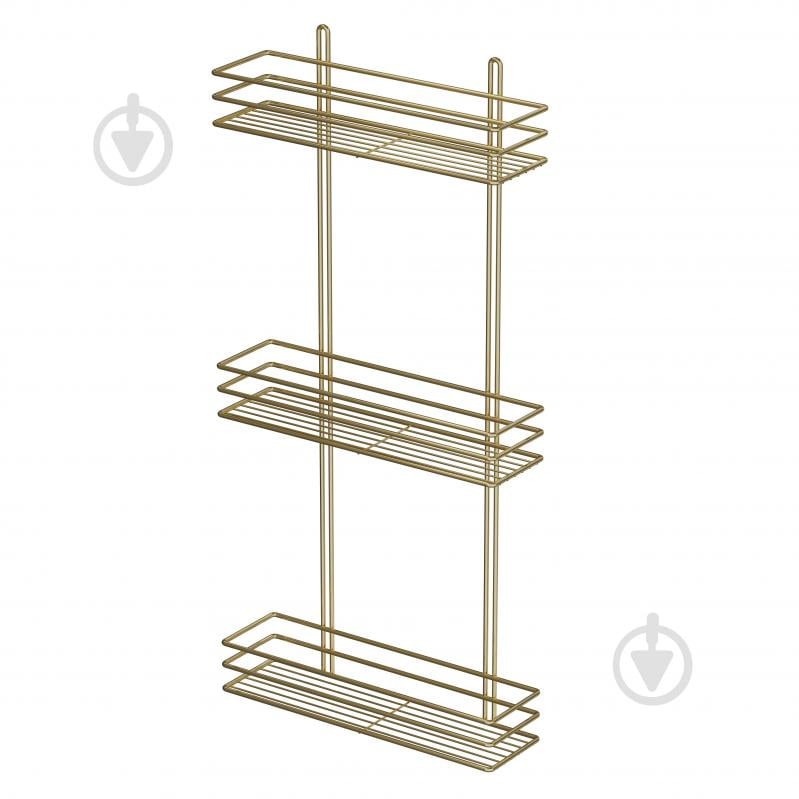 Полка для ванной Украина прямоугольная 35 см 3-ярусная 3-контурная золото - фото 3