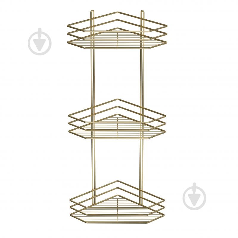 Полка для ванной Украина угловая 3-ярусная 25 см золото - фото 2