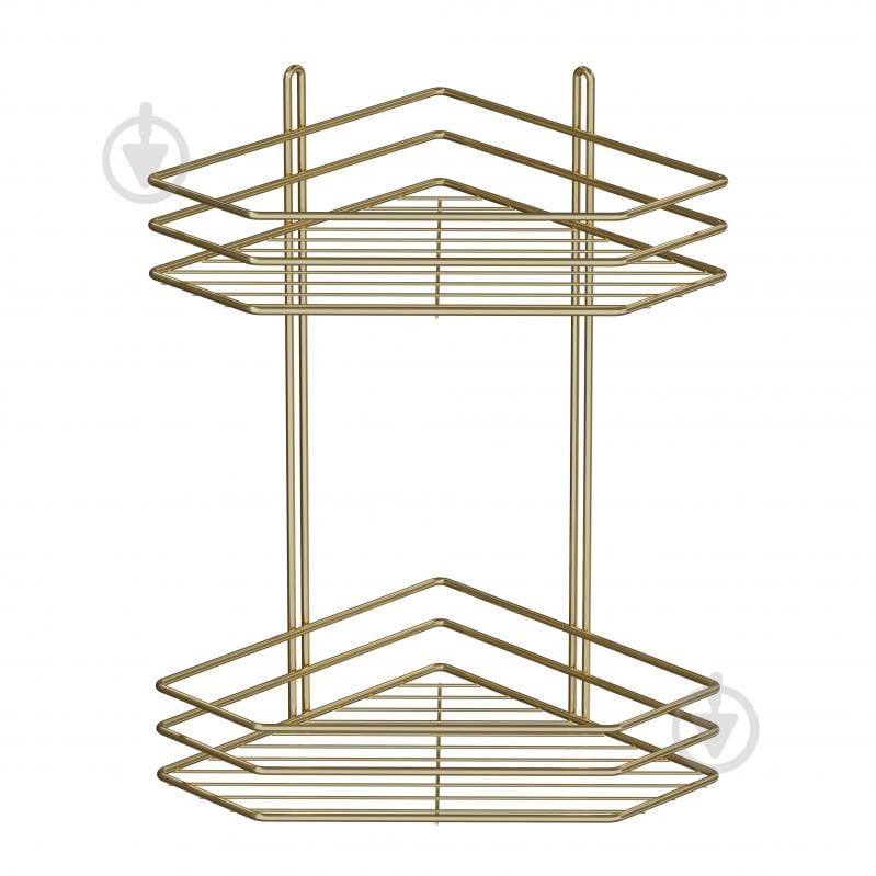 Полиця для ванної Україна кутова 2-ярусна 25 см золото - фото 2