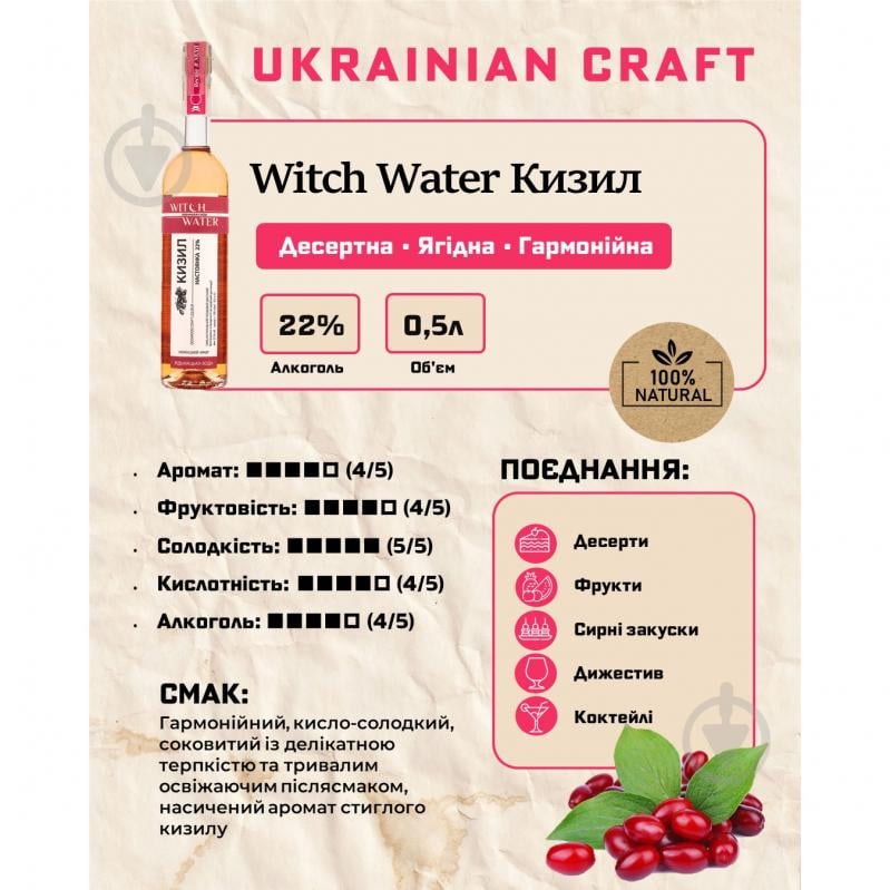 Настоянка Witch Water Кизил 0,5 л - фото 2
