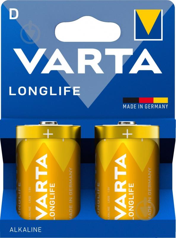 Батарейка щелочная Varta LONGLIFE D (R20, 373) 2 шт. (4120101422) - фото 1 Батарейка щелочная Varta LONGLIFE D (R20, 373) 2 шт. (4120101422) - фото 1