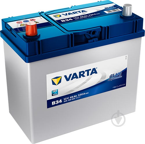 Аккумулятор автомобильный Varta Blue Dynamic B34 45Ah 330A 12V 545158033 «+» слева (545158033) - фото 1