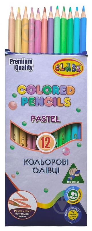 Карандаши цветные треугольные PASTEL 12 цветов 1712C CLASS - фото 2