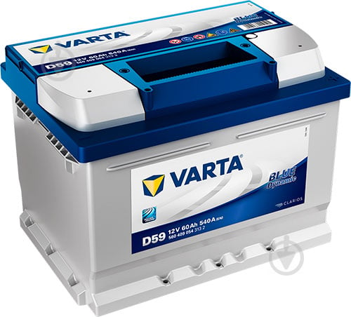 Акумулятор автомобільний Varta Blue Dynamic D59 60Ah 540A 12V 560409054 «+» праворуч (560409054) - фото 1