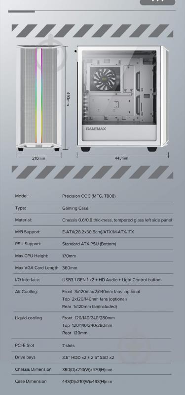 Корпус GameMax Precision White - фото 16