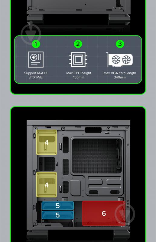 Корпус GameMax ini Tower M60 Black - фото 16