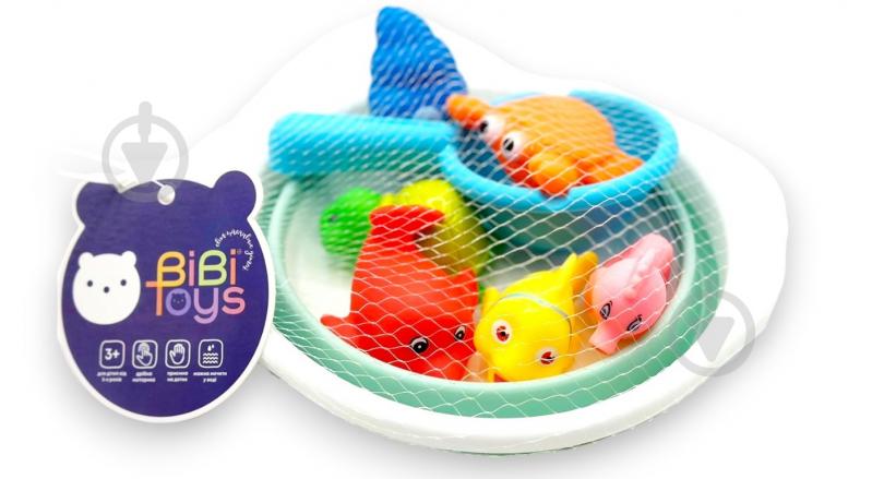 Ігровий набір для купання Bibi Toys Морські тваринки 6 шт., ванночка, кошик 760981BT - фото 2