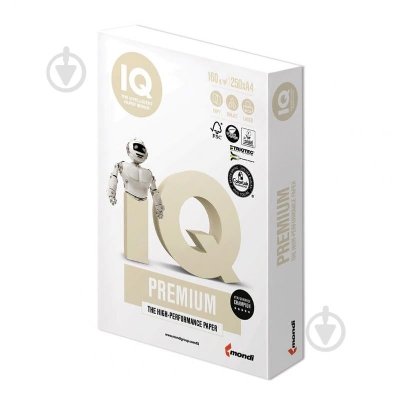 Папір офісний IQ Premium A4 160 г/м 250 аркушів - фото 1 Папір офісний IQ Premium A4 160 г/м 250 аркушів - фото 1
