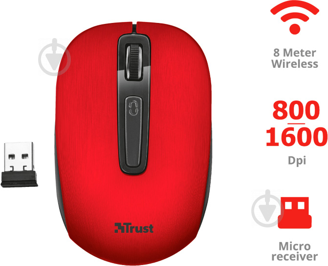 Мышь Trust Aera Wireless 22374 red (22374) - фото 7