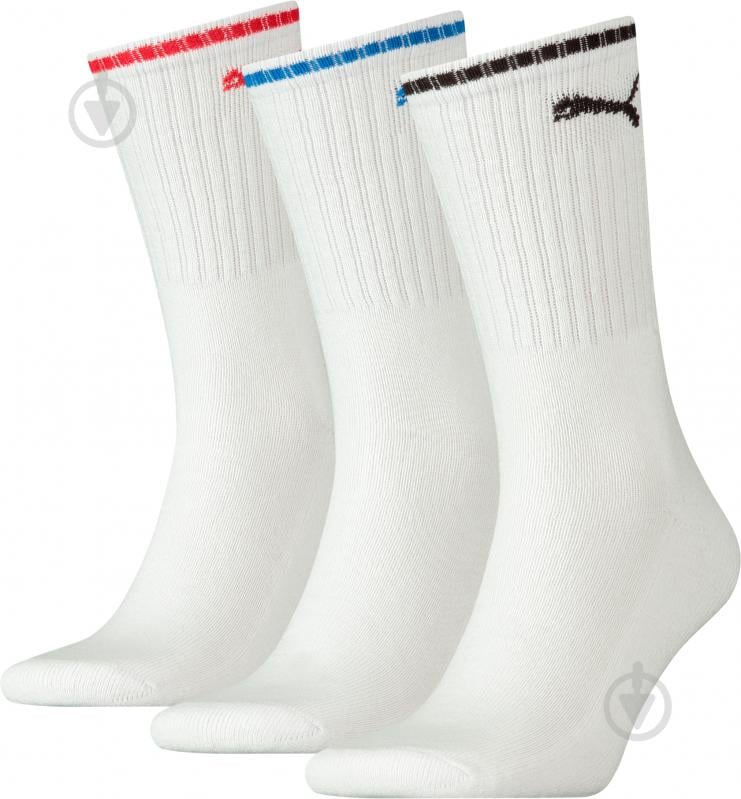 Шкарпетки Puma SPORT CREW STRIPE SOCKS 3 PACK 90794102 р.43-46 білий - фото 1