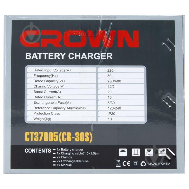 Зарядное устройство трансформаторное Crown 16 А 240 А/год (CT37005) - фото 5 Зарядное устройство трансформаторное Crown 16 А 240 А/год (CT37005) - фото 5