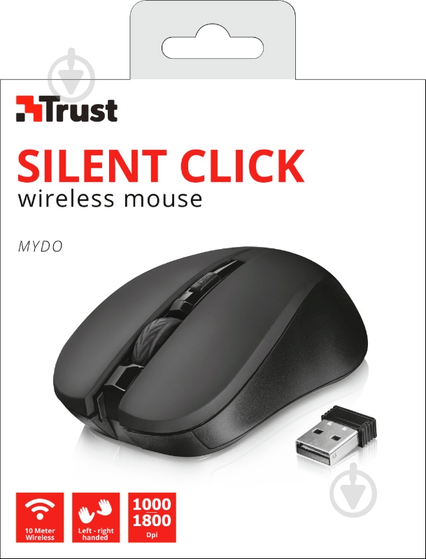 Мышь Trust Mydo Silent Click Wireless 21869 black (21869) - фото 5 Мышь Trust Mydo Silent Click Wireless 21869 black (21869) - фото 5