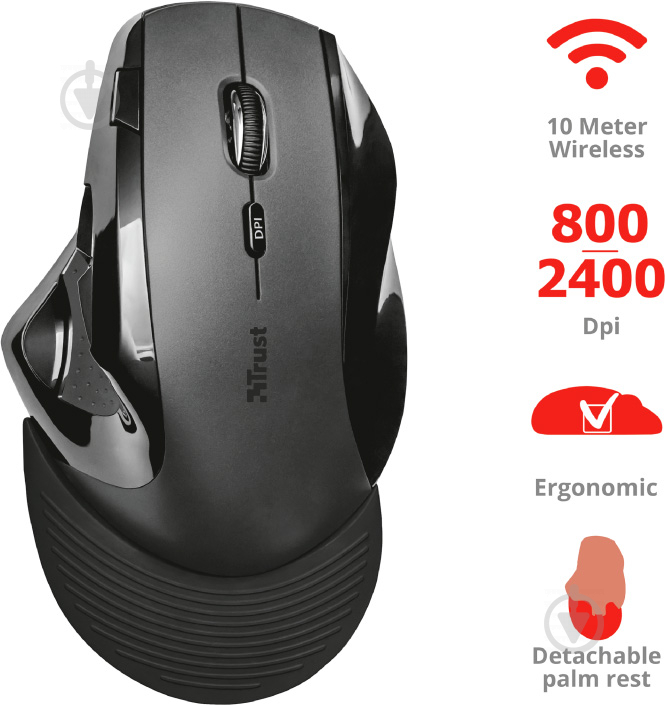 Мышь Trust Vergo Wireless Ergonomic Comfort 21722 (21722) - фото 7