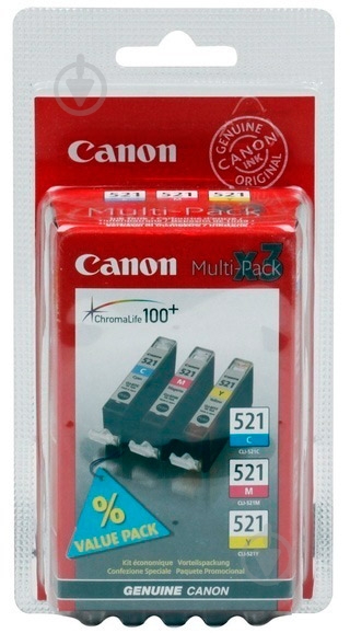 Набор картриджей Canon  CLI-521 Bundle (C,M,Y) 2934B010 многоцветный 2934B010 - фото 1