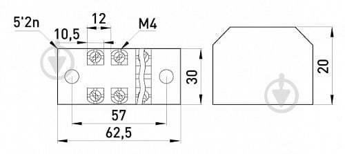 Колодка клемна захищена E.NEXT e.tc.protect.25.4 4 полюси 25А чорний - фото 2