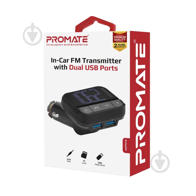 FM-трансмітер Promate ezFM-2 AUX/SD/USB (ezfm-2.black) - фото 7