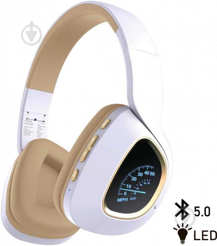 Наушники Promate Bavaria Bluetooth 5 LED white (bavaria.white) - фото 1