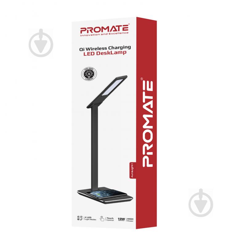 Настільна лампа Promate AuraLight-1 500 lm, 10 W бездротова зарядка, 2.5 W USB 1x5 Вт чорний auralight-1.black - фото 9