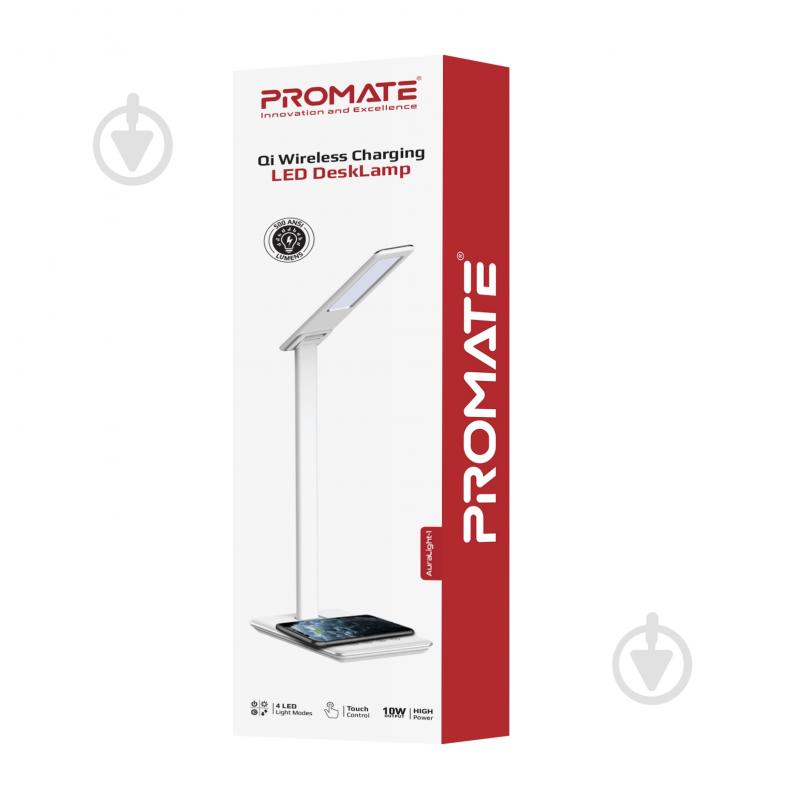 Настільна лампа Promate AuraLight-1 500 lm, 10 W бездротова зарядка, 2.5 W USB 1x5 Вт білий auralight-1.white - фото 9