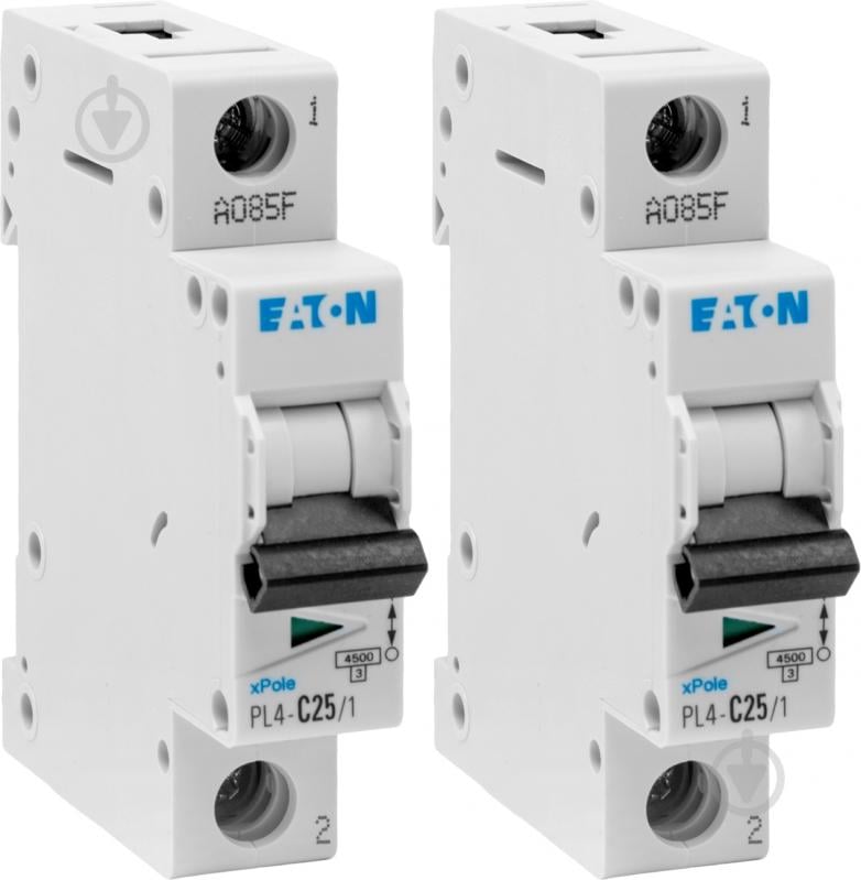 Автоматичний вимикач Eaton PL4-C25/1 1Р 25А тип С, 4,5кА (2 шт.) 293126 - фото 1 Автоматичний вимикач Eaton PL4-C25/1 1Р 25А тип С, 4,5кА (2 шт.) 293126 - фото 1