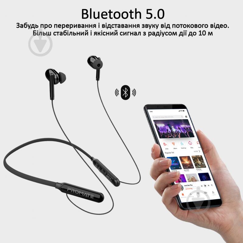 Навушники Promate Quartz Bluetooth 5 IPX5 black (quartz.black) - фото 3