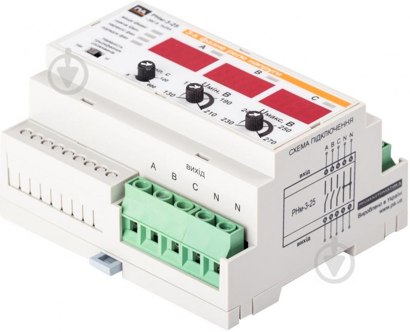 Реле напруги Промавтоматика DIN РНм-3-25А 101033 - фото 1