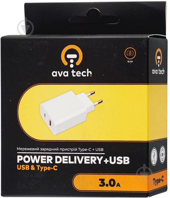 Сетевое зарядное устройство AvaTech USB+Type C PD 18W (9869201152748) - фото 2