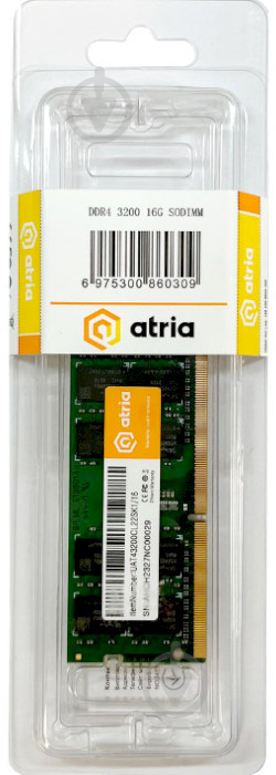 Оперативная память ATRIA SODIMM DDR4 16 GB (1x16GB) 3200 MHz (UAT43200CL22SK1/16) - фото 3