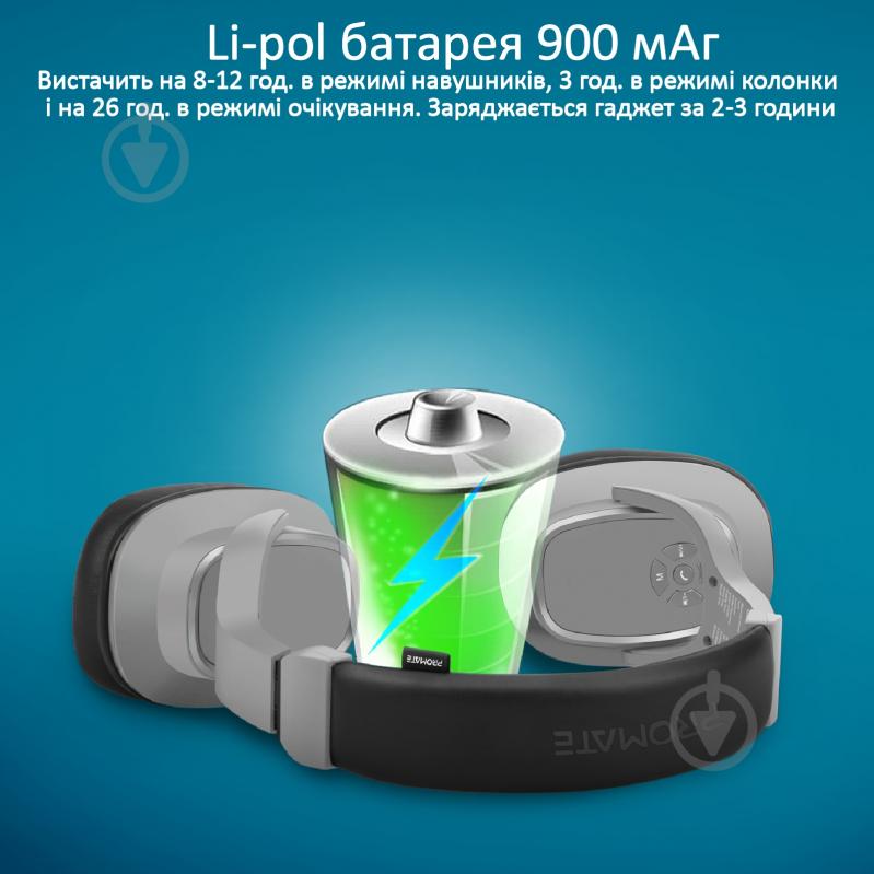 Наушники Promate Corvin Bluetooth 5 grey (corvin.grey) - фото 6 Наушники Promate Corvin Bluetooth 5 grey (corvin.grey) - фото 6