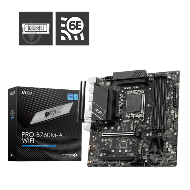 Материнська плата MSI PRO B760M-A WIFI (Socket 1700, Intel B760, micro ATX) - фото 5 Материнська плата MSI PRO B760M-A WIFI (Socket 1700, Intel B760, micro ATX) - фото 5