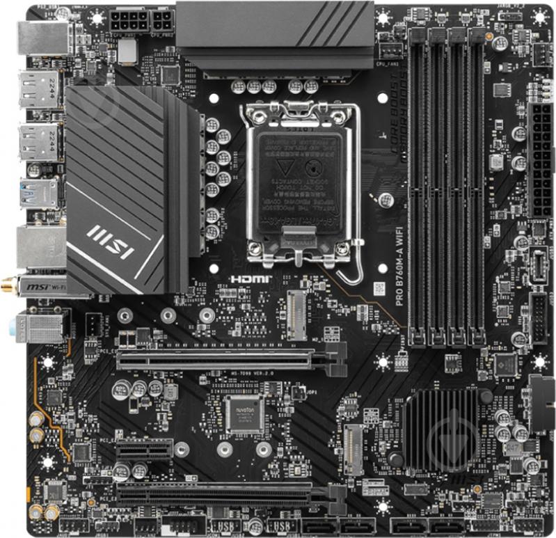 Материнська плата MSI PRO B760M-A WIFI (Socket 1700, Intel B760, micro ATX) - фото 1 Материнська плата MSI PRO B760M-A WIFI (Socket 1700, Intel B760, micro ATX) - фото 1