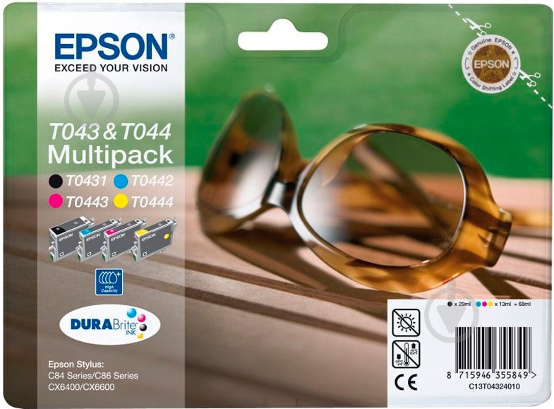 Набор картриджей Epson  T043&T044 Multipack (C, M, Y, Bk) C13T04324010 многоцветный C13T04324010 - фото 1